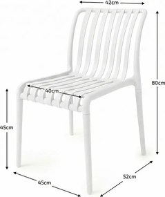 Set de gradina TREGO ISLAND - 4 scaune si masa rotunda ø 90 cm, alba