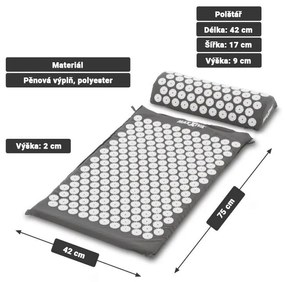 MAXXIVA  Saltea pentru presopunctură cu pernă, 75x42cm, gri