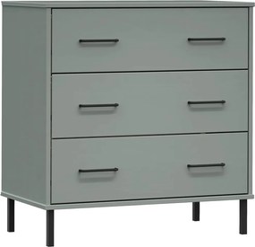 vidaXL Servantă cu 3 sertare, gri, 77x40x79,5 cm, lemn masiv OSLO