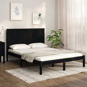 3105729 vidaXL Cadru de pat, negru, 120x200 cm, lemn masiv de pin
