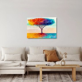 Tablou pe sticlă cu pom pictat (70x50 cm)