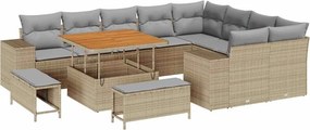 vidaXL Set de canapele pentru grădină 12 pcs Beige și gri deschis