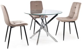 Masa rotunda Agis transparent/argintiu ø90/h72 cm
