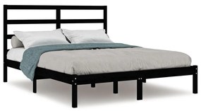 3104937 vidaXL Cadru de pat, negru, 140x200 cm, lemn masiv de pin