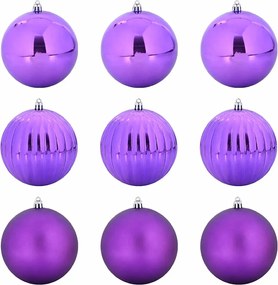 vidaXL Set de globuri de Crăciun XL 9 pcs Violet Plastic