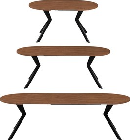 Masă de sufragerie extensibilă, stejar închis/negru, 100-250x75,5 cm, LUKOS
