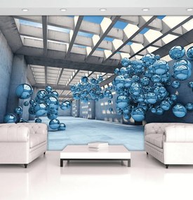 Fototapet - Modernism 3D albastru (254x184 cm)