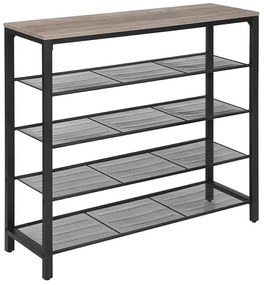 Pantofar TAYLOR TRUFFLE cu cadru negru 100x92,5 cm, 4 rafturi