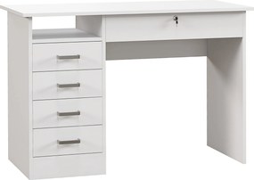 HOMCOM Birou Modern cu 5 Sertare, Birou cu Sertare și Compartiment Deschis pentru Biroul de Acasă și Studiu, 110x50x76 cm, Alb | Aosom Romania