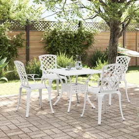 3216351 vidaXL Set mobilier de grădină, 5 piese, alb, aluminiu turnat