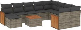 vidaXL Set canapele de grădină cu perne, 11 piese, gri, poliratan