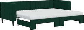 vidaXL Pat de zi cu extensie și saltele verde închis 80x200 cm catifea