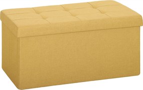 HOMCOM Puf depozitare, Bancă pliabilă de depozitare 84 L 76x38x38 cm Tapițerie din in sintetic Galben | Aosom Romania
