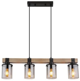 Brilagi - Lustră suspendată pe cablu VISTA 4xE27/60W/230V stejar