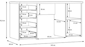 Birou ARENO alb/stejar sonoma