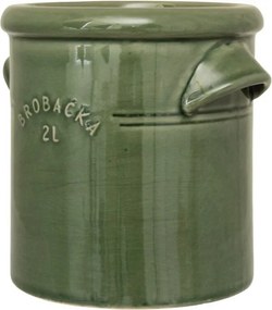 Ghiveci din ceramică glazurată manual 2L verde închis, „Brobacka"