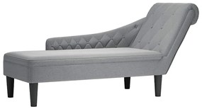 vidaXL Șezlong cu pernă și cotieră dreaptă, gri deschis, textil