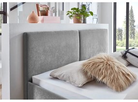 Pat matrimonial gri tapițat cu somieră 180x200 cm Piano – Meise Möbel