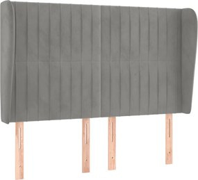 vidaXL Tăblie de pat cu aripioare gri deschis 147x23x118/128cm catifea