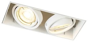 Spot integrat alb GU10 rotativ și inclinabil fără rama 2 lumini - Oneon