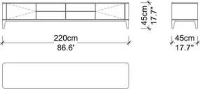 Unitate TV lemn masiv Sophia 220 cm