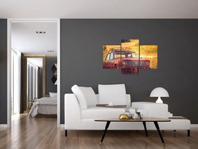 Tablou cu mașină în câmp (90x60 cm)