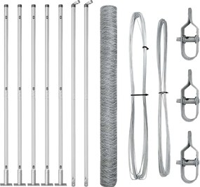 vidaXL Stâlp de gard. Argintiu 10 x 1,5 m (plasă de 36 mm) Oțel