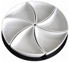 Set de 6 boluri cu tavă TORO, ceramică/lemn