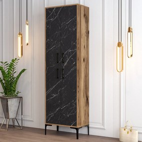 Comodă pentru pantofi Berlin A - Walnut, Black Marble