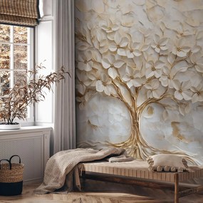 Fototapet - Copac 3D Decorat cu Aur (147x102 cm)