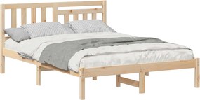 vidaXL Cadru de pat cu headboard Maro 140 x 190 cm Lemn de pin masiv