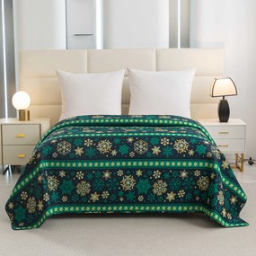 Cuvertura de pat SNOWFLAKES verde-albastru Dimensiuni: 200 x 220 cm