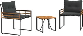 vidaXL Set de Mobilier pentru Exterior cu pernă 3 pcs Gri închis