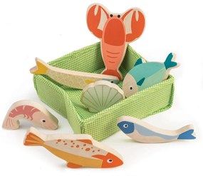 Set produse din peste si fructe de mare - Fish Crate - 8 piese - Tender Leaf Toys