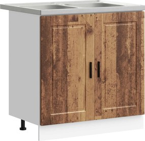 vidaXL Dulap baza chiuvetă cu ușă Porto 2 pcs Maro Lemn compozit