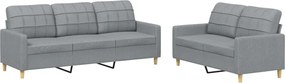 vidaXL Set de canapele cu perne, 2 piese, gri deschis, textil