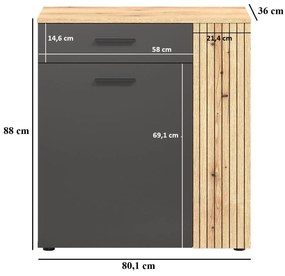 Comodă Esferas 1 (grafit + stejar evoke) . 1116823