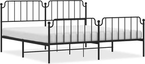 vidaXL Cadru pat metalic cu tăblii de cap/picioare , negru, 193x203 cm