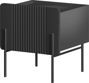 Noptieră Malmi 45 cm cu sertar - negru mat / picioare negre