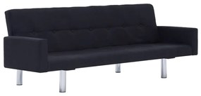 282223 vidaXL Canapea extensibilă cu brațe, negru, poliester