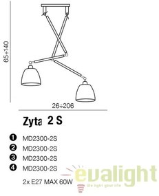 Lustra directionabila design modern ZYTA 2 S neagra