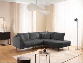 Colțar gri închis cu tapițerie din chenille (cu colț pe partea dreaptă/în formă de ”L”) Mauris – Ropez