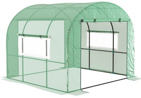 Outsunny Seră de grădină sera tunel de grădină 6m² PE Densitate înaltă 135 g/m², cu 2 uși cu fermoar 300 x 300 x 200 cm, verde | Aosom Romania