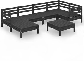vidaXL Set mobilier de grădină, 7 piese, negru, lemn masiv de pin