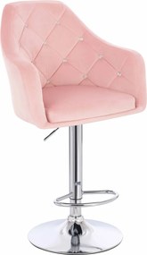 HR830CW Scaun Roz Pudra Catifea cu Bază Cromata