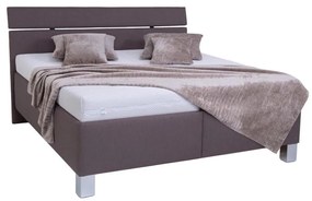 Pat tapițat ALIS 180 x 200 cm, cu saltea și spațiu de depozitare, maro