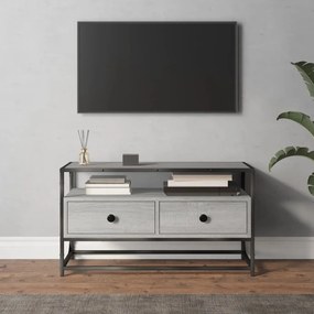 Comoda TV, gri sonoma, 80x35x45 cm, lemn prelucrat