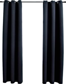vidaXL Perdele opace cu inele, 2 buc., negru, 97x213 cm, material textil