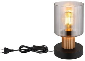 Lampa de masa lemn maro sticla fumurie ALEIDIS