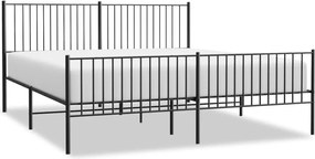 vidaXL Cadru pat metalic cu tăblii de cap/picioare, negru, 200x200 cm